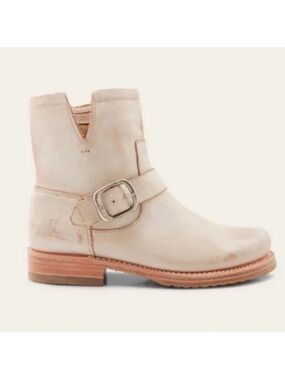 Frye Veronica Booties White/ Cream Distressed Leather Boots